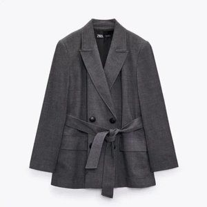 NWT | ZARA double-breasted blazer with tie belt